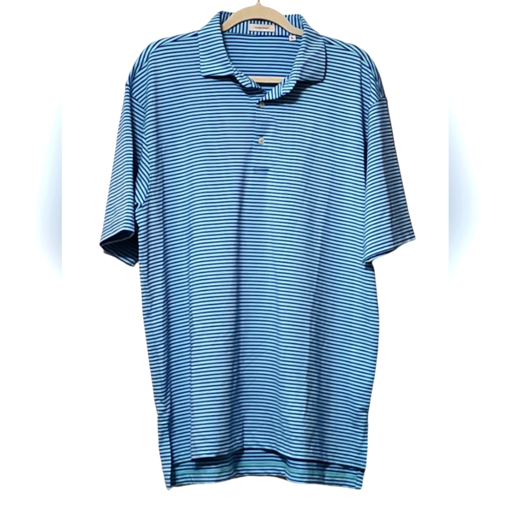 Oliver Ridley Polo Blue‎ Striped Shirt Size Large